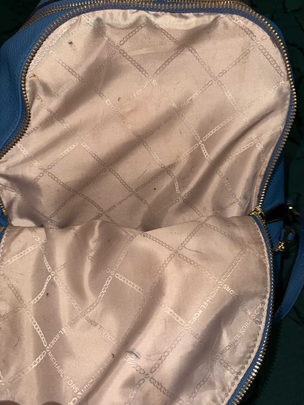 Michael Kors Sky Blue Pebbled Leather Backpack with Gold Hardware - Picture 5 of 7